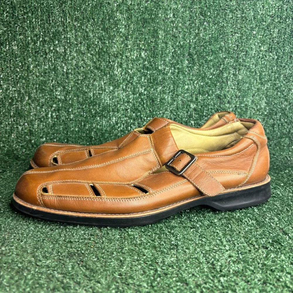 Johnston Murphy Buckle Strap‎ Leather Casual Fisherman Sandals Brown Mens Sz 11M
